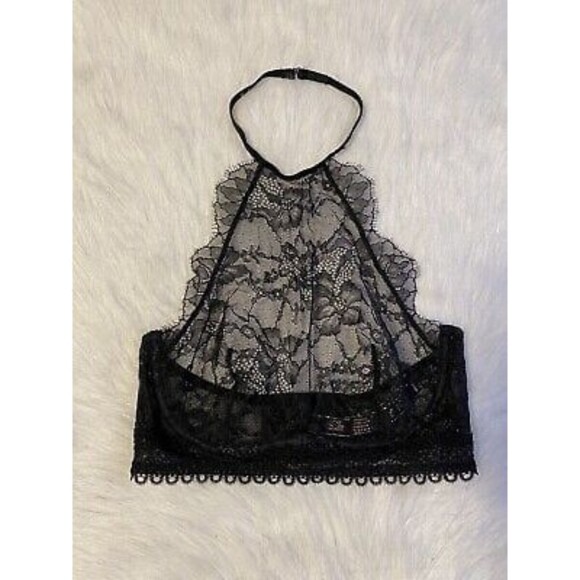 NWOT Victoria's Secret Very Sexy Lace Unlined Halter Wired Bralette 34D - Picture 1 of 6